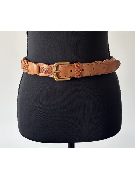 Vintage Genuine Leather Braided Waist Belt Women’s Fits XS Boho Western Italy main image 11